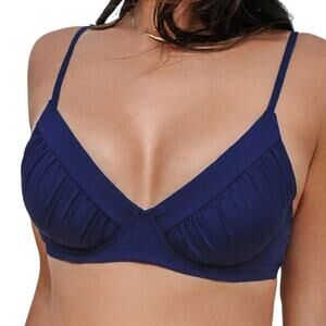 Cupshe‎ Women's Super Bloom Navy Underwire Bikini Top Blue Size Small